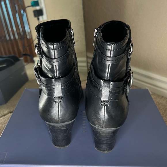 Nickels Marlon Black Buckled Heeled Booties - Sz 10 w/ box - Picture 5 of 8
